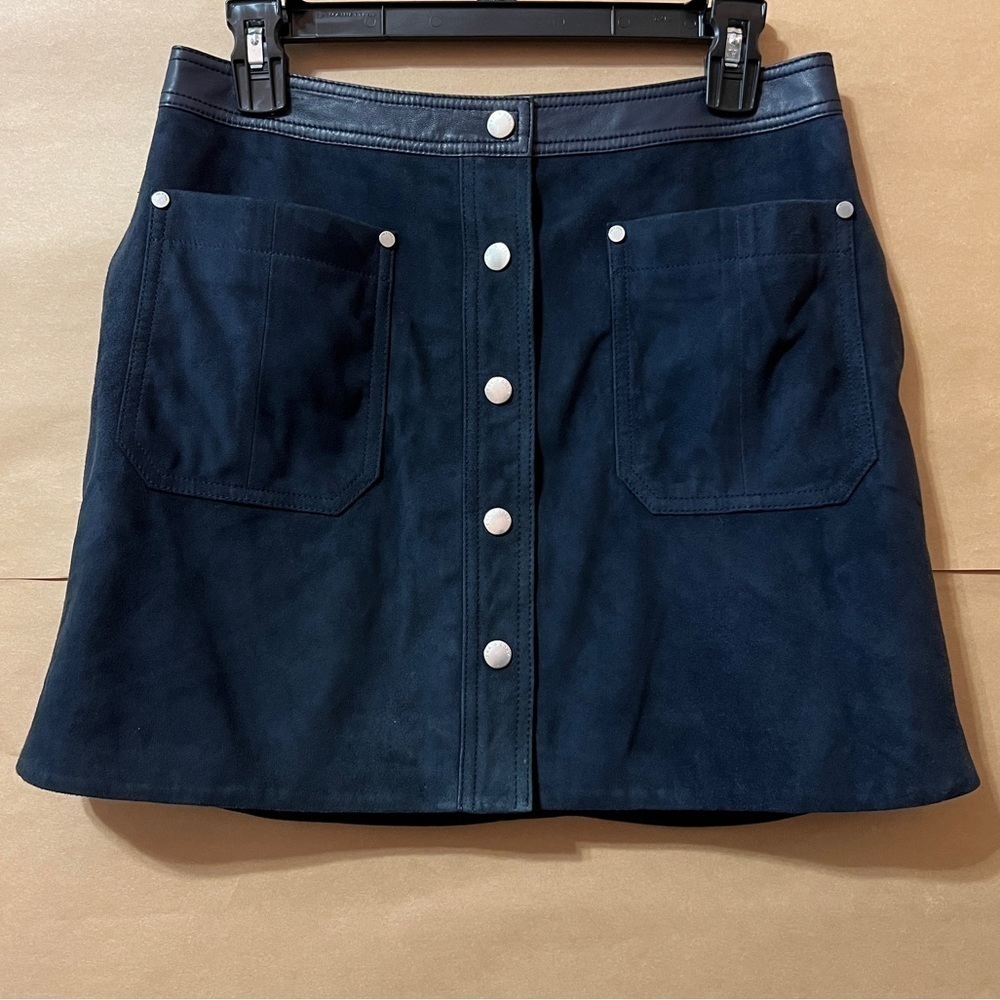 Rag & Bone | Siggy Goat Leather Snap Button Front Mini Skirt Lamb Leather Size 4